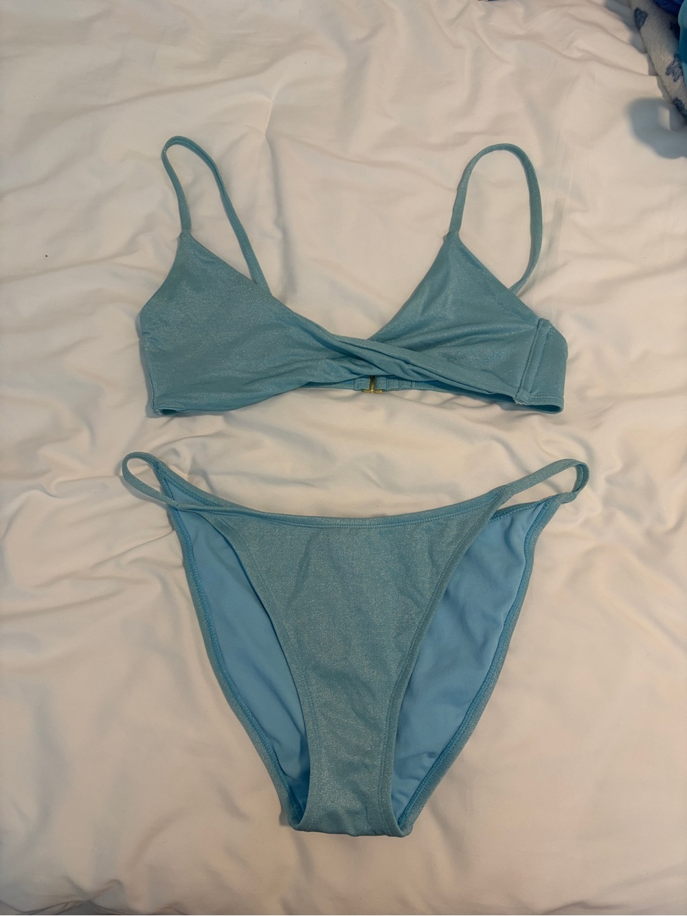 Wild Fable Blue Sparkle Swimsuit Bikini Set Size Medium